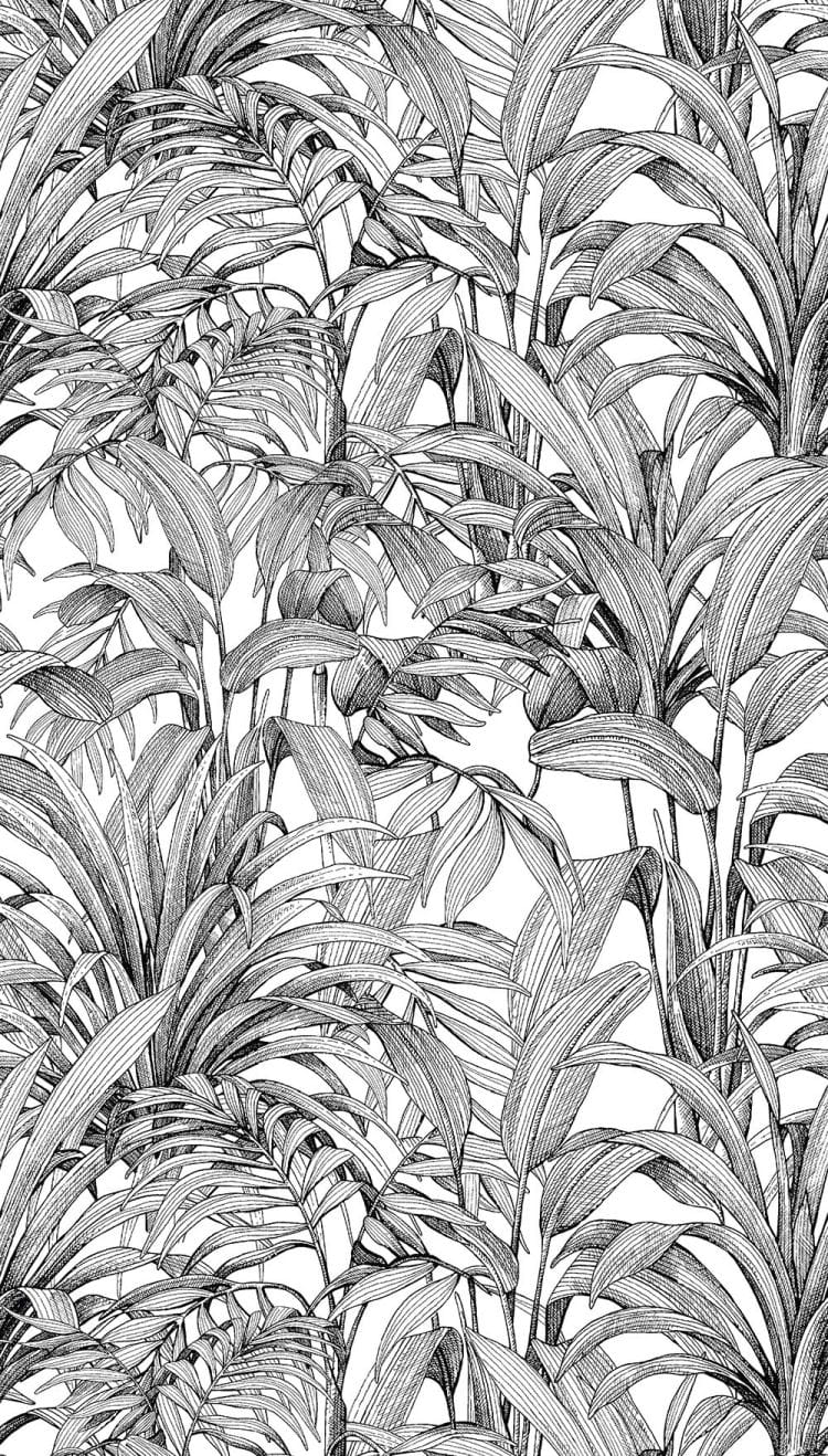 Tapeta ścienna A58301 Big Aliare – botaniczny wzór liści w graficznej odsłonie | Styl nowoczesny, urban jungle