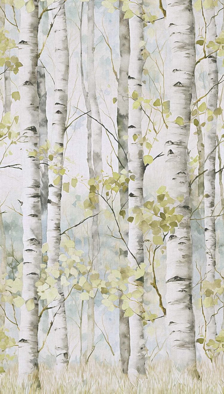 Tapeta ścienna A77301 Betula – dziecięcy las brzóz w akwarelowej odsłonie